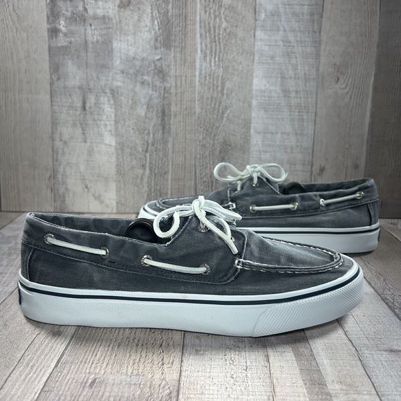 Sperry Men's Bahama II Boat Shoes Sneakers Canvas Denim Salt Washed Gray Size 9 - Picture 3 of 12